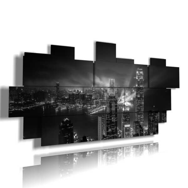 photo Hong Kong city in a black and white painting