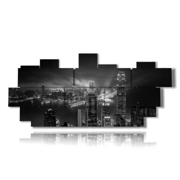 photo Hong Kong city in a black and white painting