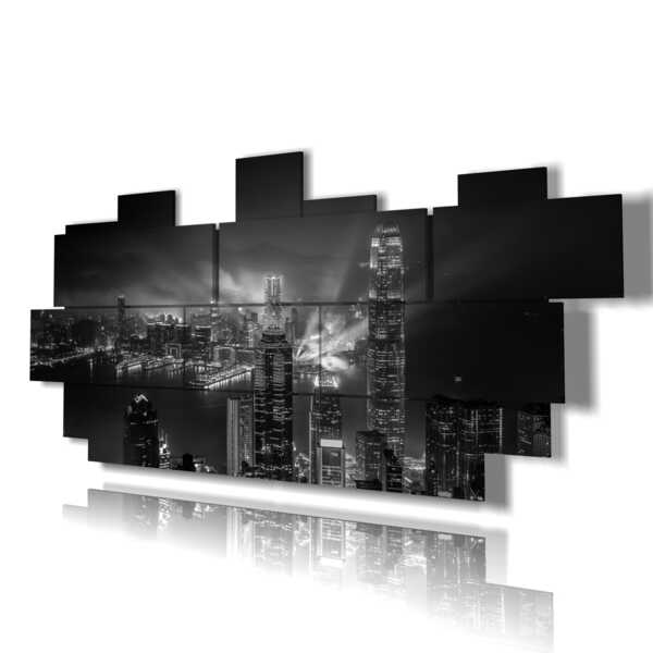 photo Hong Kong city in a black and white painting