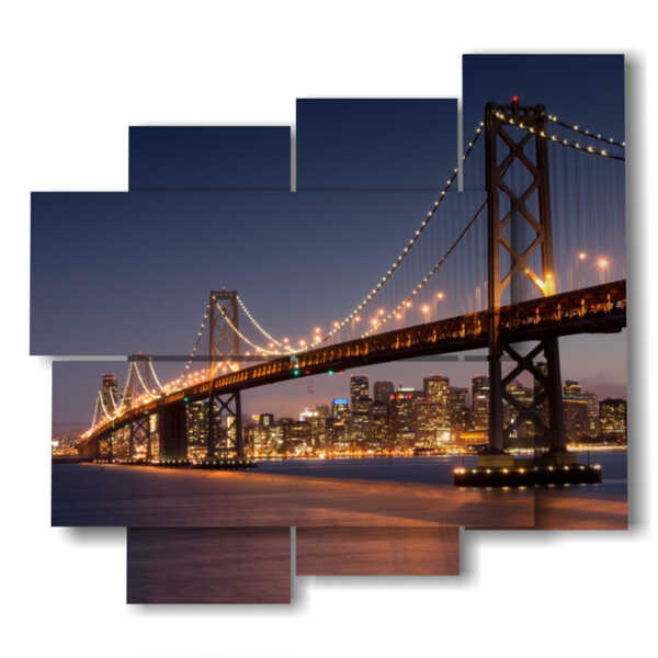 quadro golden gate illuminato a notte