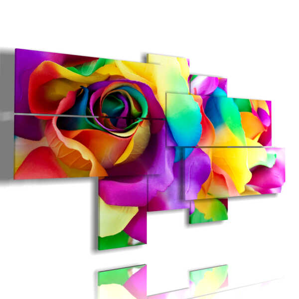 Cuadro multicolor de flores abstractas