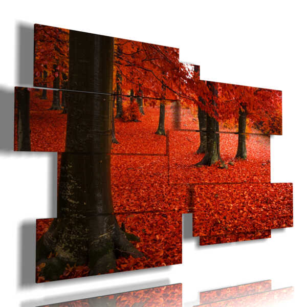 tableau d'automne feuilles rouges