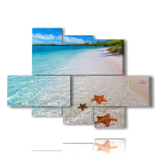 paintings Caribbean island sea with starfish