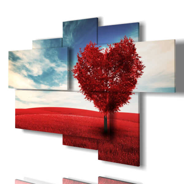 quadro cuore rosso nell'albero