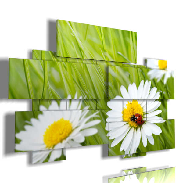 painting of photos with daisies and ladybug