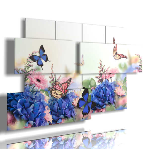 Cuadros modernos con flores y Mariposas