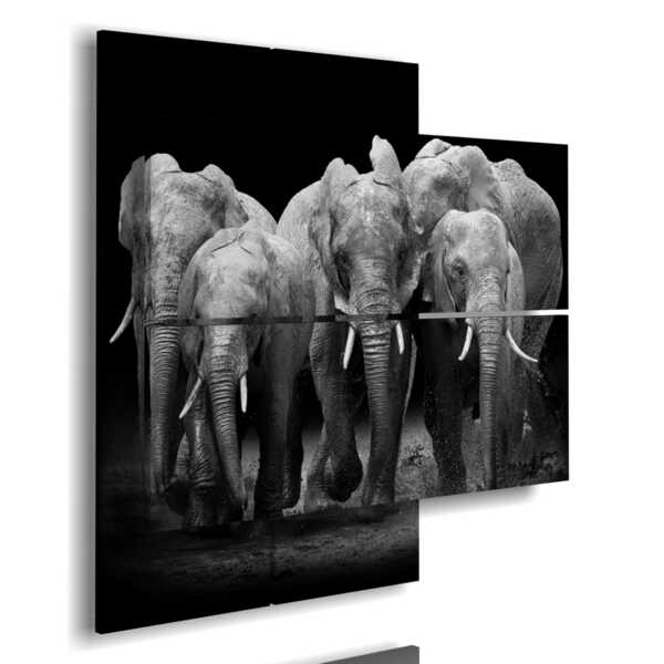 tableau avec des éléphants en troupeau