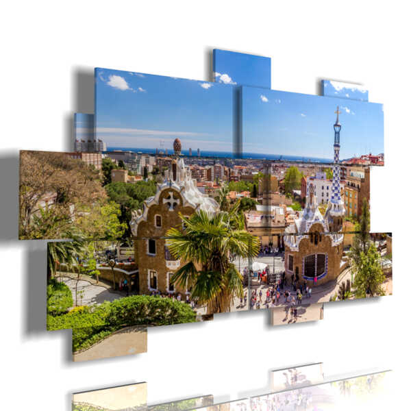 Panorama Lienzo Ciudad De Barcelona 21x30cm - Impreso En Lienzo De