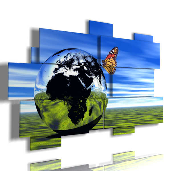 quadri farfalle 3d in una sfera di mondo