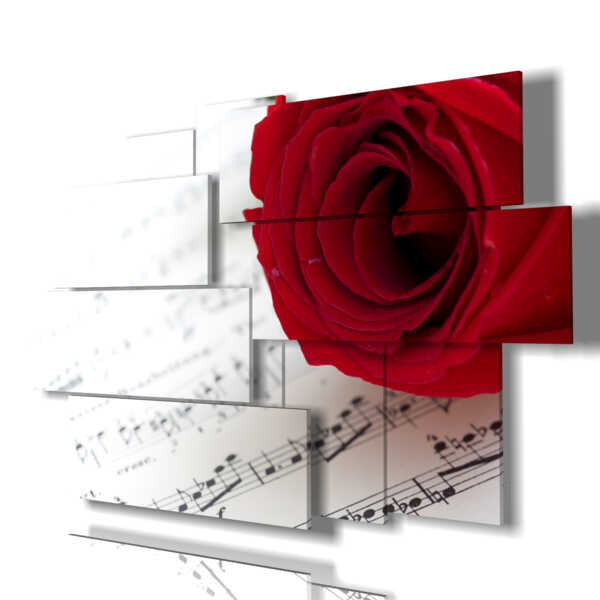 paintings with red roses and music