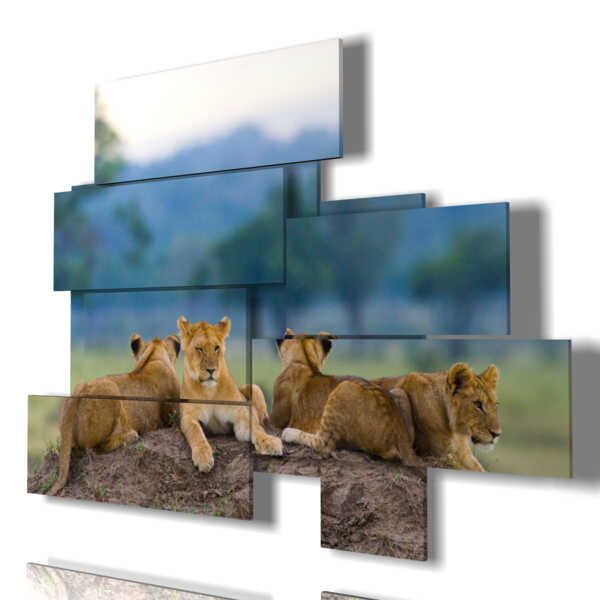 paintings of lions cubs in their lair